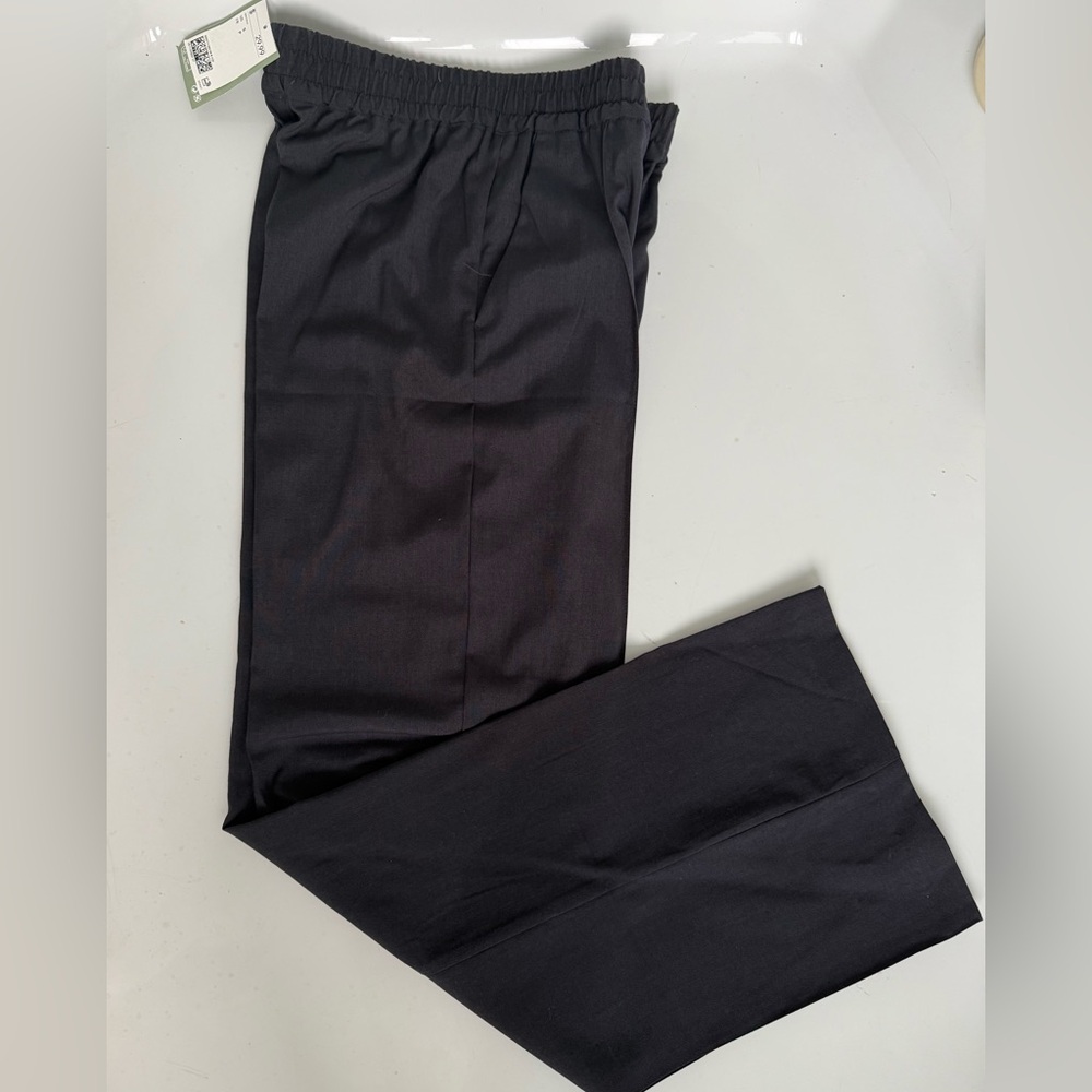 H&M S Dark Gray Dress Wide-Leg Pants Elastic Waist Relaxed Lightweight